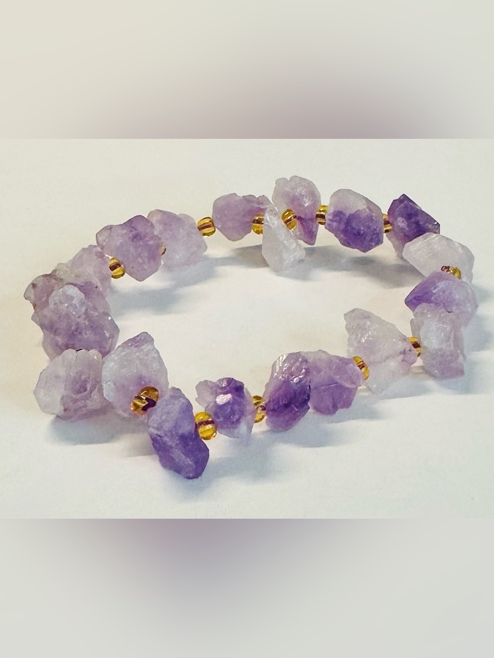 Natural Raw Amethyst Nugget Stretch Bracelet (32 grams)